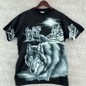 Turner Originals vintage wolves single stitch all over print t-shirt M 8459/b